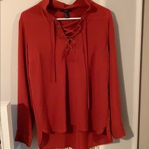 Burnt orange tie up shirt